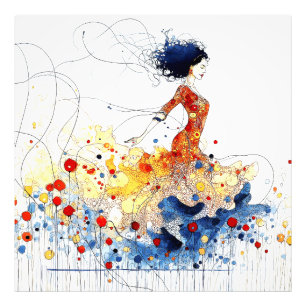Foto Dançarino de Flamenco em Movimento Multicolorido F