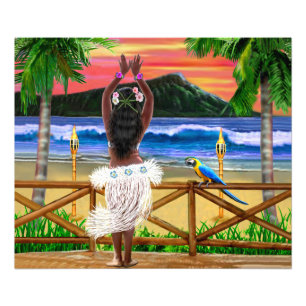 Foto Dançarino havaiano de Hula do por do sol