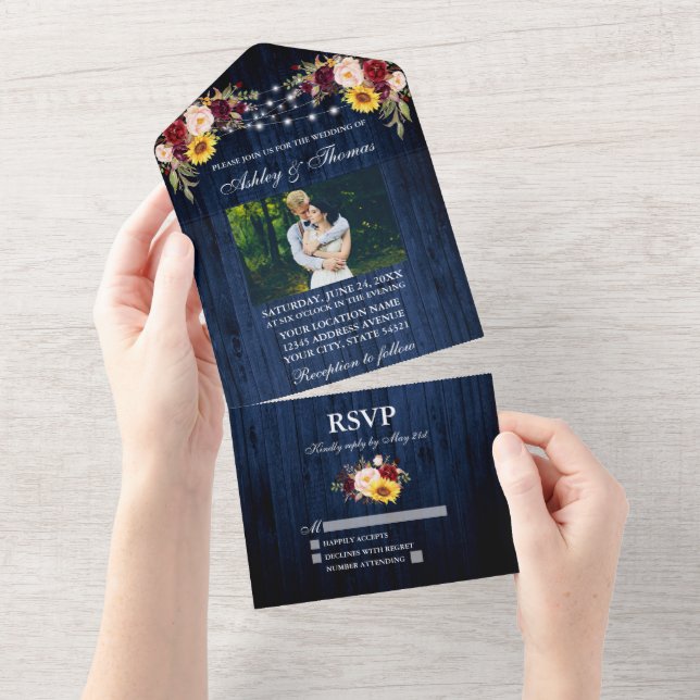 Foto das Luzes Florais de Madeira Azul de Casament (Aba destacável)