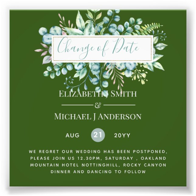 Foto Data da Alteração do Evento Verde Eucalyptus (Frente)