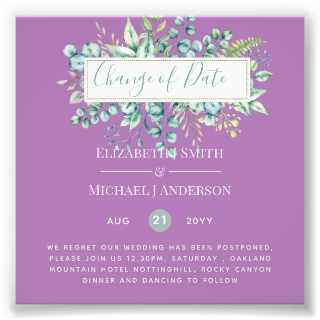 Foto Data da Alteração do Evento Verde Eucalyptus (Frente)