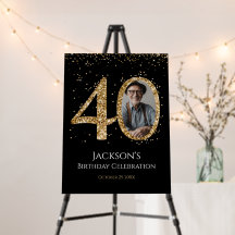 Foto de 40º Aniversário com Brilho Dourado