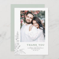 Foto de agradecimento de casamento elegante com fl