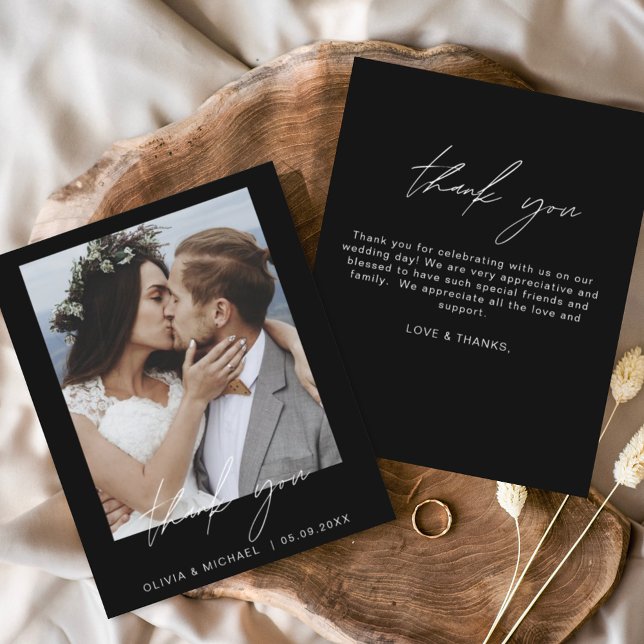 Foto de Agradecimento de Casamento Preto e Branco  (Criador carregado)