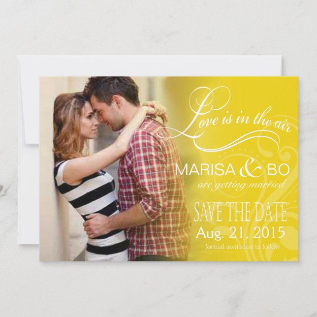 Foto de Amor no Cartão de Save the Date | amarelo (Frente)
