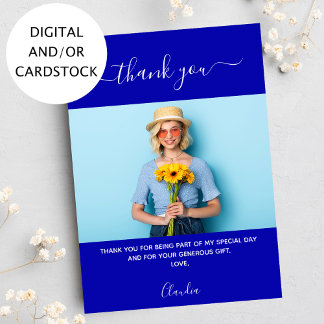 Foto de aniversário cartões de agradecimentos azul