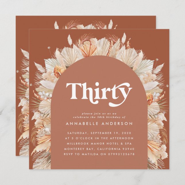 Foto de aniversário de 30 anos de erva-pampas mode (Frente/Verso)