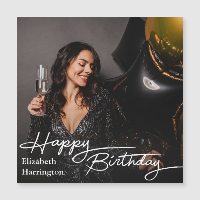 Foto de aniversário feliz e elegante (Frente)