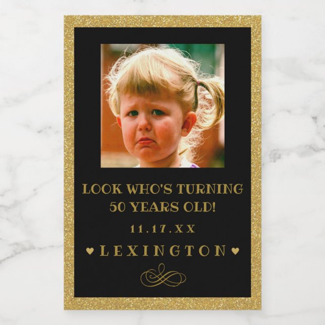 Foto de Aniversário Glitter Olhar Mini Rótulo de F (Rótulo Único)