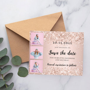 Foto de aniversário rosa deus Salve o cartão Data