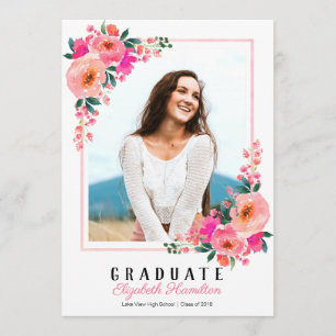 Foto de anúncio de formatura com moldura floral ro
