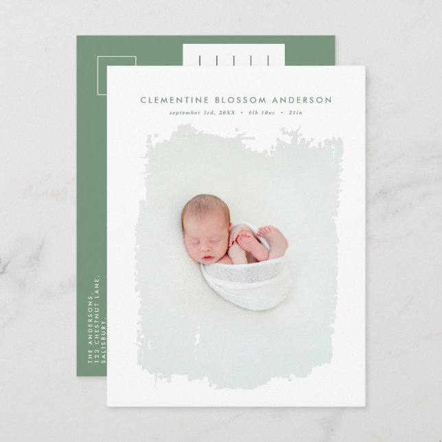 Foto de anúncio de nascimento azul minimalista ele (Frente/Verso)