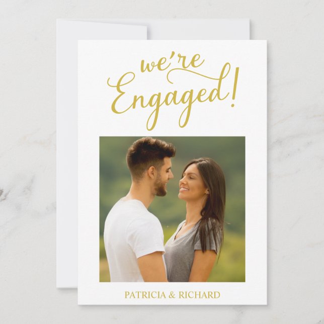 Foto de Anúncio de Noivado Gold We're Engaged (Frente)
