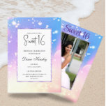 Foto de aquarela pastel suave Sweet 16 Convite<br><div class="desc">Celebre o dia especial da sua filha com este convite inspirado no pastel. Você pode personalizar a foto para qualquer uma de suas filhas para abraçar seu convidado.</div>