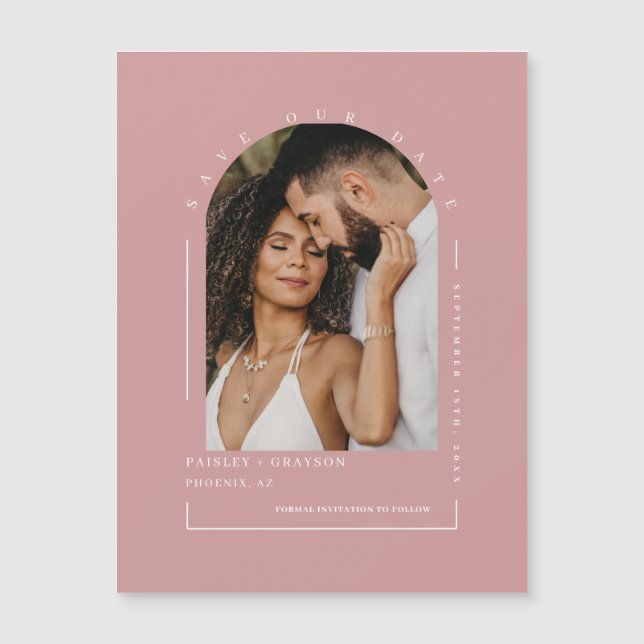 Foto de Arch Rosa Dusty Salva Nosso Cartão Magnéti (Frente)