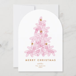 Foto de árvore rosa moderna Cartão de Natal Merry