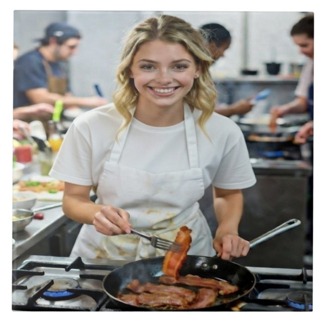 Foto de Bacon Cozinhando Personalizar (Frente)