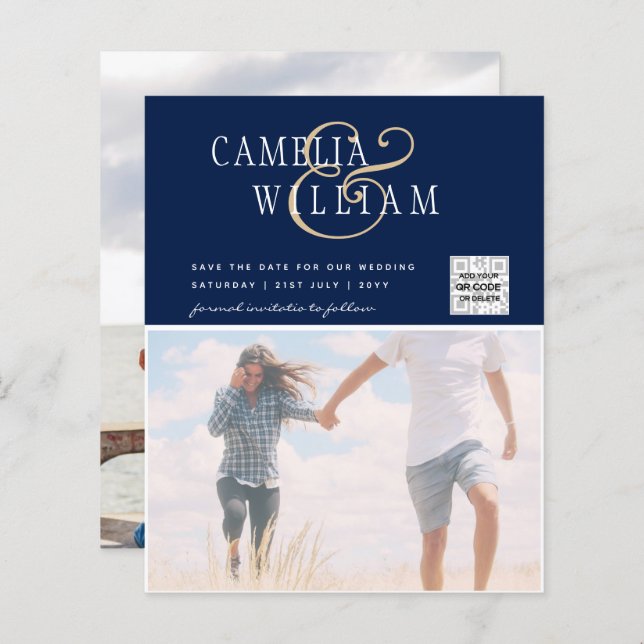 Foto de BUDGET Casamento Convite Salvar Data QR Có (Frente/Verso)