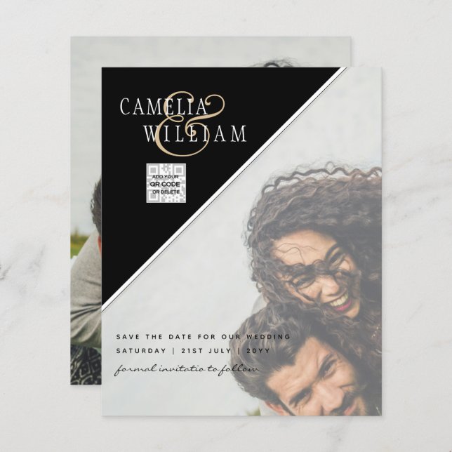 Foto de BUDGET Casamento Convite Salvar Data QR Có (Frente/Verso)