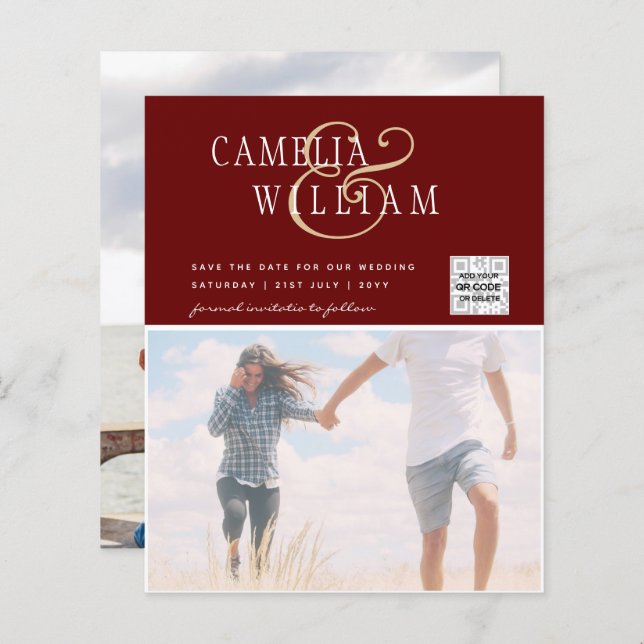 Foto de BUDGET Casamento Convite Salvar Data QR Có (Frente/Verso)