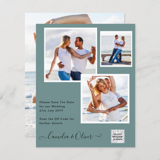 Foto de BUDGET Casamento Convite Salvar Data QR Có (Frente/Verso)