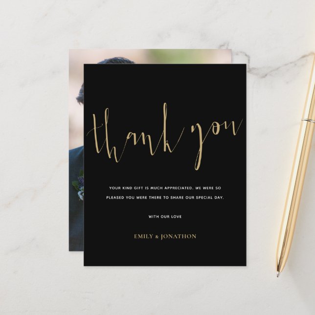 Foto de Caligrafia Dourada de Casamento Negro (Frente/Verso In Situ)