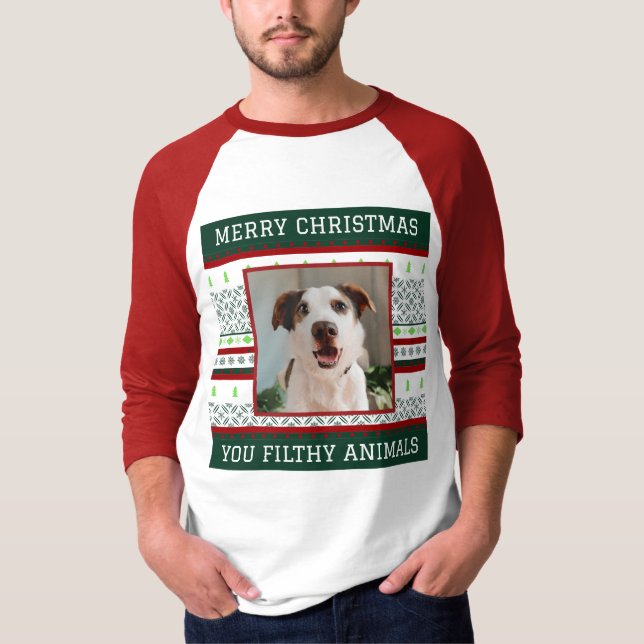 Foto de Cão Personalizada Camisa De Natal Feia Eng (Frente)