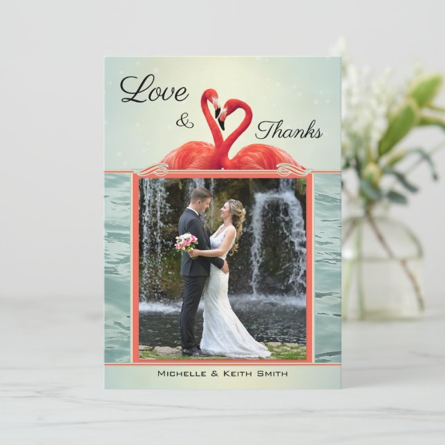 Foto de Cartões de agradecimentos Flamingo de Casa (Em pé/Frente)