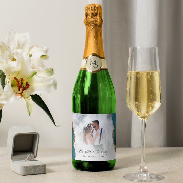 Foto de Casamento Ágata Azul Teal Dourado (Criador carregado)