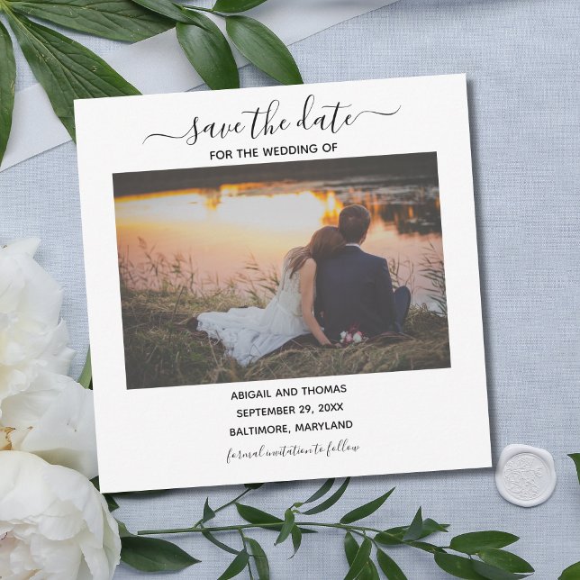 Foto de Casamento Caligrafia Moderna Salve a Data (Photo Wedding Save the Date. Elegant Script Calligraphy Font. )
