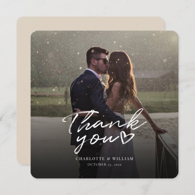 Foto de casamento com elegante agradecimento manus (Frente/Verso)