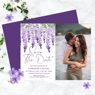 Foto de casamento com Wisteria Lilás em aquarela