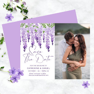 Foto de casamento com Wisteria Lilás em aquarela