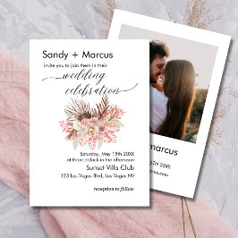 Foto de casamento Convite Boho Dusty Rosa Floral
