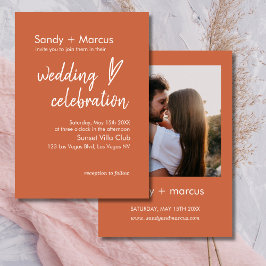 Foto de Casamento Convite Boho Heart Terracotta