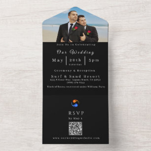 Foto de casamento Convite-Twin Chamas-LGBTQ-