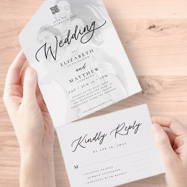 Foto de Casamento de Código QR Simples Chic Elegan (Criador carregado)