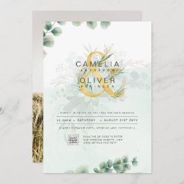 Foto de Casamento de Convite em Verde Moderno CÓDI