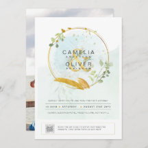 Foto de Casamento de Convite em Verde Moderno CÓDI