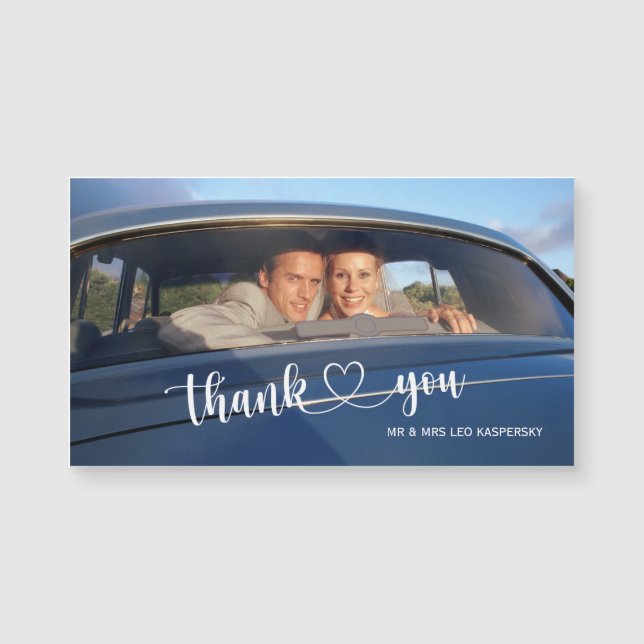 Foto De Casamento De Coração De Caligrafia Obrigad (Frente)