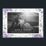 Foto de Casamento de Frame Floral Roxo e Obrigados<br><div class="desc">Compartilhe com os seus entes queridos uma marca do seu dia especial, com este elegante ídranga floral de foto de casamento de amor e obrigados que você pode personalizar com sua foto, nomes e data de casamento. Se tiver alguma dúvida, por favor, sinta-se à vontade para nos contactar através do...</div>