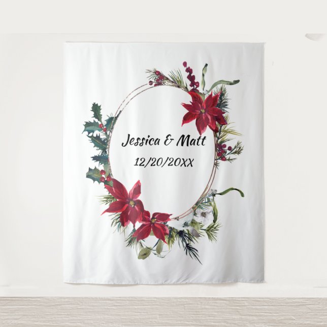 Foto de Casamento de Natal Booth Tapeçaria (Frente)