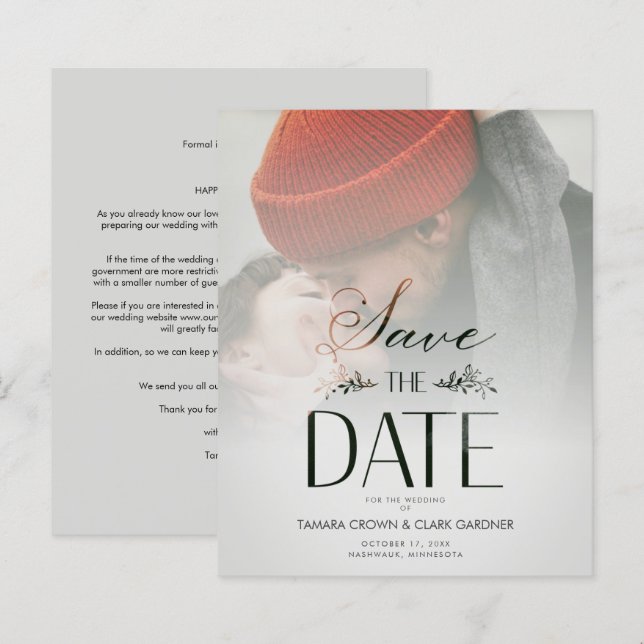 Foto de Casamento de Transparência Moderna do Luxo (Frente/Verso)