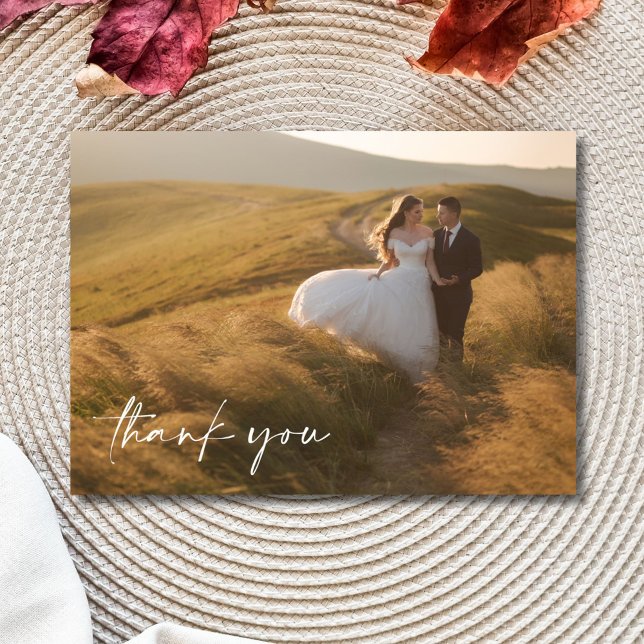 Foto De Casamento Elegante Obrigado Cartões (Elegant Wedding Photo Thank You Cards)