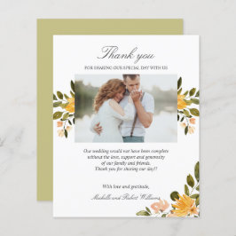 Foto de casamento floral amarelo e verde OBRIGADA