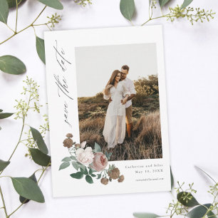 Foto de casamento floral de Boho salvar o convite