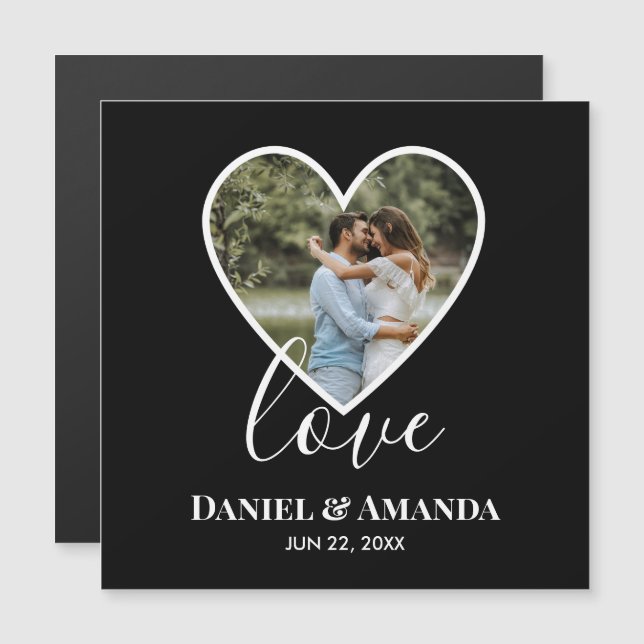 Foto de Casamento Foto do Coração Negro Quadro Mod (Frente/Verso)