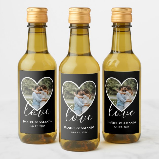 Foto de Casamento Foto do Coração Negro Quadro Mod (Garrafas)
