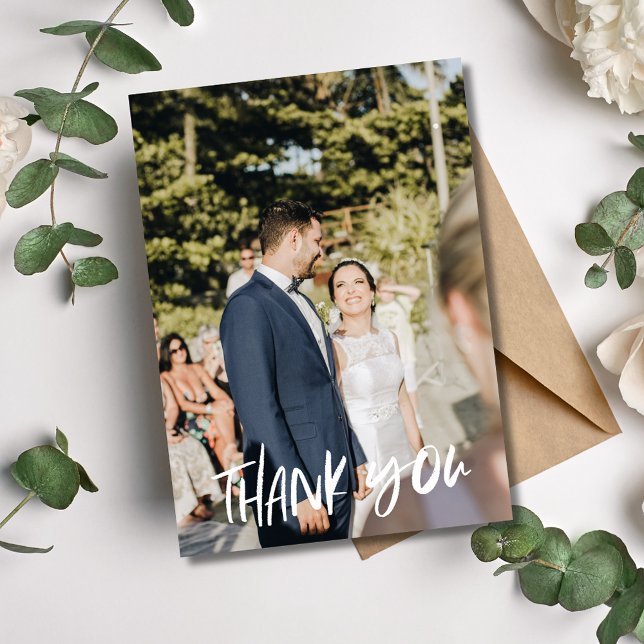 Foto de casamento moderno - Obrigado Cartões (Modern Wedding Photo Thank You Cards)