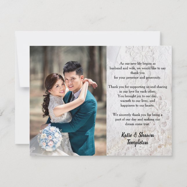 Foto De Casamento Obrigado, Colar De Lado Duplo (Verso)